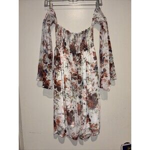 Peach love Empire Waist Off shoulder Flowny Boho Sundress S